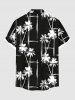 Chemise hawaïenne grande taille à imprimé cocotiers et poches boutonnées pour homme - Noir 4XL
