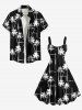 Plus Size Coconut Tree Print Hawaii Tank Dress -  