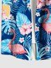 Plus Size Tropical Leaf Hibiscus Flowers Pineapple Print Buttons Pocket Hawaii Shirt For Men -  