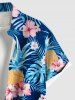 Plus Size Tropical Leaf Hibiscus Flowers Pineapple Print Buttons Pocket Hawaii Shirt For Men -  