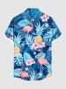 Plus Size Tropical Leaf Hibiscus Flowers Pineapple Print Buttons Pocket Hawaii Shirt For Men -  