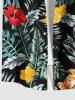 Plus Size Tropical Leaf Hibiscus Flowers Print Buttons Pocket Hawaii Shirt For Men -  