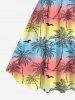 Plus Size Coconut Tree Bird Rainbow Ombre Colorblock Print Hawaii Tank Dress -  