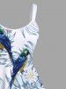 Plus Size Tropical Leaves Floral Parrot Print Hawaii A Line Tank Dress -  