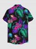 Plus Size Colorful Tropical Leaf Flower Skull Skeleton Mermaid Snake Print Hawaii Shirt For Men -  