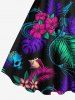 Plus Size Colorful Tropical Leaves Floral Skull Skeleton Mermaid Snake Print Hawaii A Line Tank Dress -  