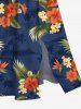Plus Size Tropical Leaf Flower Print Hawaii Split Pocket A Line Midi Dress -  