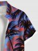 Plus Size Coconut Tree Cloud Dusk Print Hawaii Buttons Pocket Shirt For Men -  
