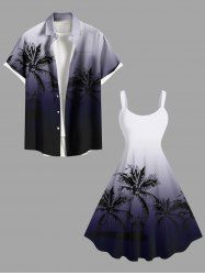 Coconut Tree Ombre Print Plus Size Matching Hawaii Beach Outfit For Couples -  