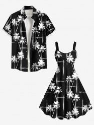 Coconut Tree Print Plus Size Matching Hawaii Beach Outfit For Couples -  
