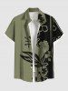 Flower Branch Leaf Two Tone Print Plus Size Matching Hawaii Beach Outfit For Couples -  