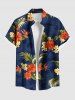 Tenue de plage hawaïenne assortie grande taille à imprimé feuilles tropicales et fleurs pour couples - Bleu 