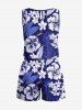 Tropical Flower Leaf Print Plus Size Matching Hawaii Beach Outfit For Couples -  