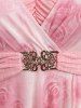 Rose Print Ruffles Tulip Hem Surplice 2 In 1 Top and Floral Gym 3D Jeggings Plus Size Outfit -  