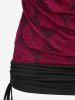 Cowl Neck Rose Lace Panel Cinched Tank Top and Scalloped Floral Tassel Lace Trim Pockets Flare Pants Plus Size Bundle -  