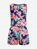 Matching Hawaii Shirt and Romper Plus Size Beach Outfit Tropical Leaf Hibiscus Printed for Couples -  