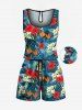 Matching Hawaii Shirt and Romper Plus Size Beach Outfit Tropical Leaf Hibiscus Printed for Couples -  