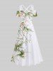 Tenue de plage hawaïenne assortie grande taille à imprimé floral et feuilles pour couples - Blanc 