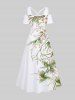 Tenue de plage hawaïenne assortie grande taille à imprimé floral et feuilles pour couples - Blanc 