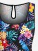 Matching Hawaii Shirt and Romper Plus Size Beach Outfit Tropical Leaf Hibiscus Printed for Couples -  