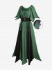 Robe asymétrique texturée froncée à taille cintrée avec fermeture éclair et anneau en O, grande taille - Vert Mer Moyen 2X | US 18-20