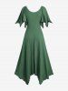 Robe asymétrique texturée froncée à taille cintrée avec fermeture éclair et anneau en O, grande taille - Vert Mer Moyen 2X | US 18-20