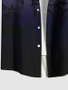 Plus Size Coconut Tree Ombre Print Buttons Pocket Hawaii Shirt For Men -  