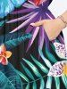 Plus Size Tropical Leaf Hibiscus Flowers Butterfly Print Split Hawaii Midi Dress -  