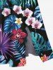 Plus Size Tropical Leaf Hibiscus Flowers Butterfly Print Split Hawaii Midi Dress -  