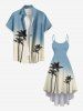 Plus Size Coconut Tree Ombre Print High Low Hawaii Cami Dress -  
