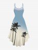 Plus Size Coconut Tree Ombre Print High Low Hawaii Cami Dress -  