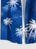 Plus Size Tropical Leaf Coconut Tree Print Buttons Pocket Hawaii Shirt For Men -  
