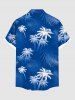 Chemise hawaïenne grande taille à imprimé feuilles tropicales et cocotiers, avec poches et boutons, pour homme - Bleu 2XL