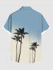 Plus Size Coconut Tree Ombre Print Buttons Pocket Hawaii Shirt For Men -  
