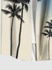 Plus Size Coconut Tree Ombre Print Buttons Pocket Hawaii Shirt For Men -  