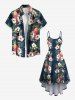 Robe camisole hawaïenne taille plus à imprimé feuilles tropicales, hibiscus, flamant rose et ananas - Vert profond 3X