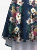 Robe camisole hawaïenne taille plus à imprimé feuilles tropicales, hibiscus, flamant rose et ananas - Vert profond 3X