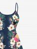 Robe camisole hawaïenne taille plus à imprimé feuilles tropicales, hibiscus, flamant rose et ananas - Vert profond 6X