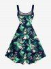 Plus Size Tropical Leaf Flowers Flamingo Print Hawaii Tank Dress -  