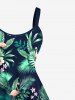 Plus Size Tropical Leaf Flowers Flamingo Print Hawaii Tank Dress -  
