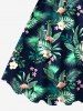 Plus Size Tropical Leaf Flowers Flamingo Print Hawaii Tank Dress -  