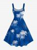 Plus Size Tropical Leaf Coconut Tree Print Hawaii Tank Dress -  