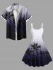 Plus Size Coconut Tree Ombre Print Hawaii Tank Dress -  