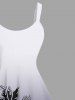 Plus Size Coconut Tree Ombre Print Hawaii Tank Dress -  