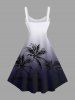 Plus Size Coconut Tree Ombre Print Hawaii Tank Dress -  