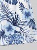 Plus Size Tropical Leave Hibiscus Floral Print Hawaii Drawstring Beach Shorts For Men -  