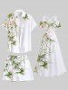 Plus Size Flower Leaf Branch Print Hawaii Drawstring Beach Shorts For Men -  