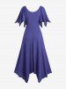 Plus Size Zipper O-ring Waist Cinched Pocket Ruched Textured Asymmetrical Dress -  