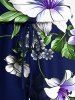 Plus Size Lily Flower Leaf Print Hawaii Drawstring Pocket Romper -  