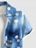 Chemise homme grande taille à imprimé floral dégradé aquarelle tie-dye et branches, boutons et poche. - Bleu S